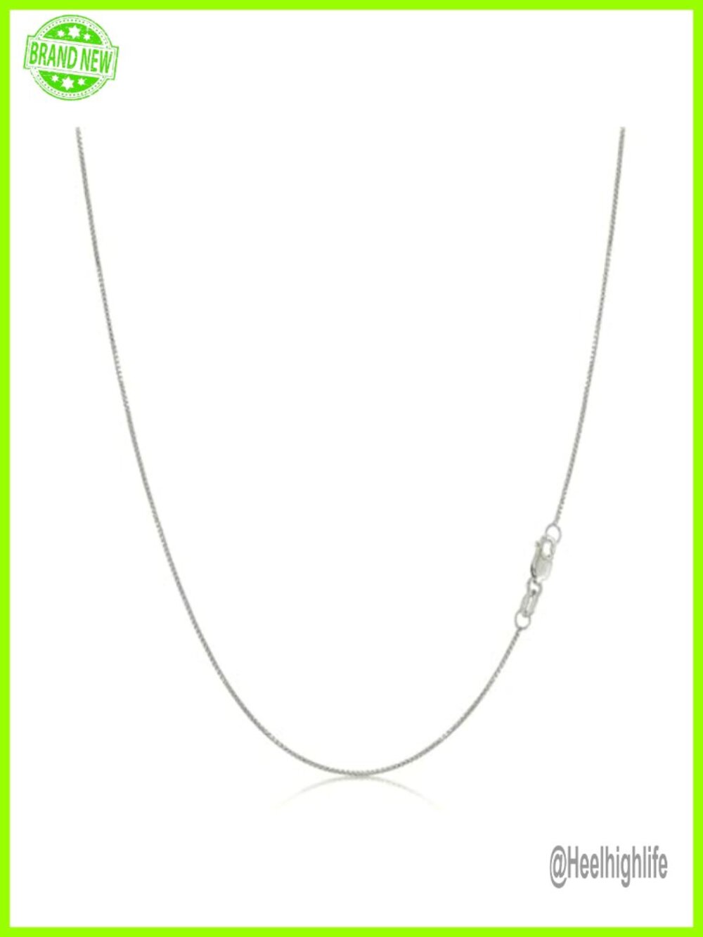 14K Solid Gold Box Chain Necklace Lobster Claw Clasp 18 Inch